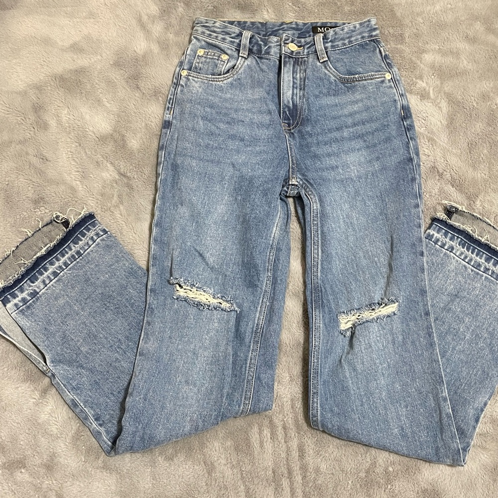 Stylish Blue Wide Leg Jeans Mo & Co